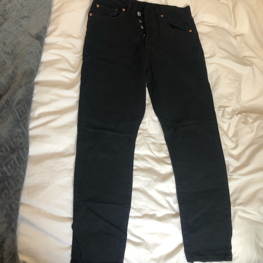 Levi’s 501 button fly slim leg denim, black